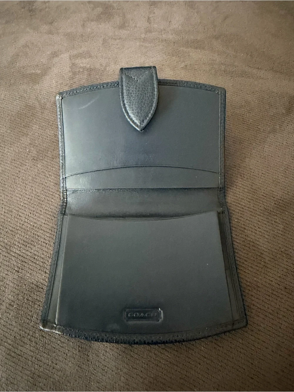 COACH Vintage 90s Madison Kisslock Black Blue Pebbled Leather Card Case Wallet - Picture 2 of 5